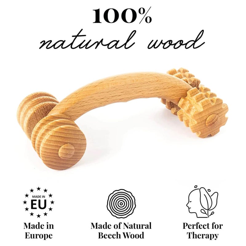 tuuli Accessories Back Massage Muscle Roller Tool Massager for Neck Shoulder Arms Legs Body Wooden 7 x 3 inches - Image 2